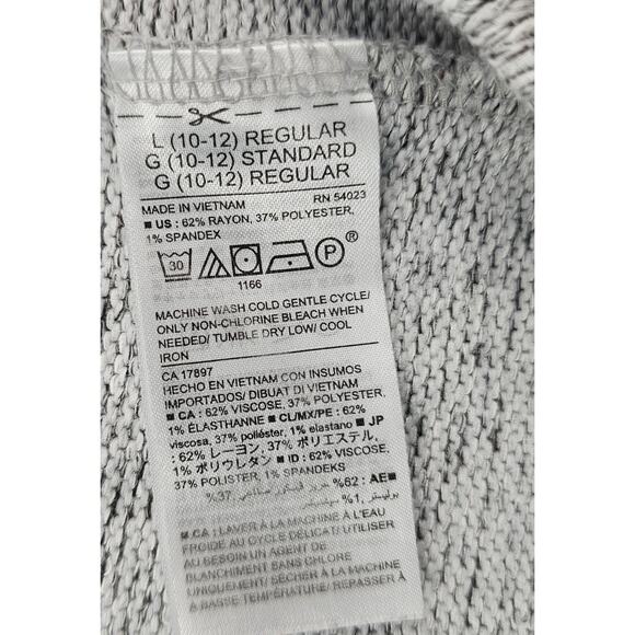 Plush knit open front grey cardigan sweater L teacher casual office winter top - Picture 5 of 7